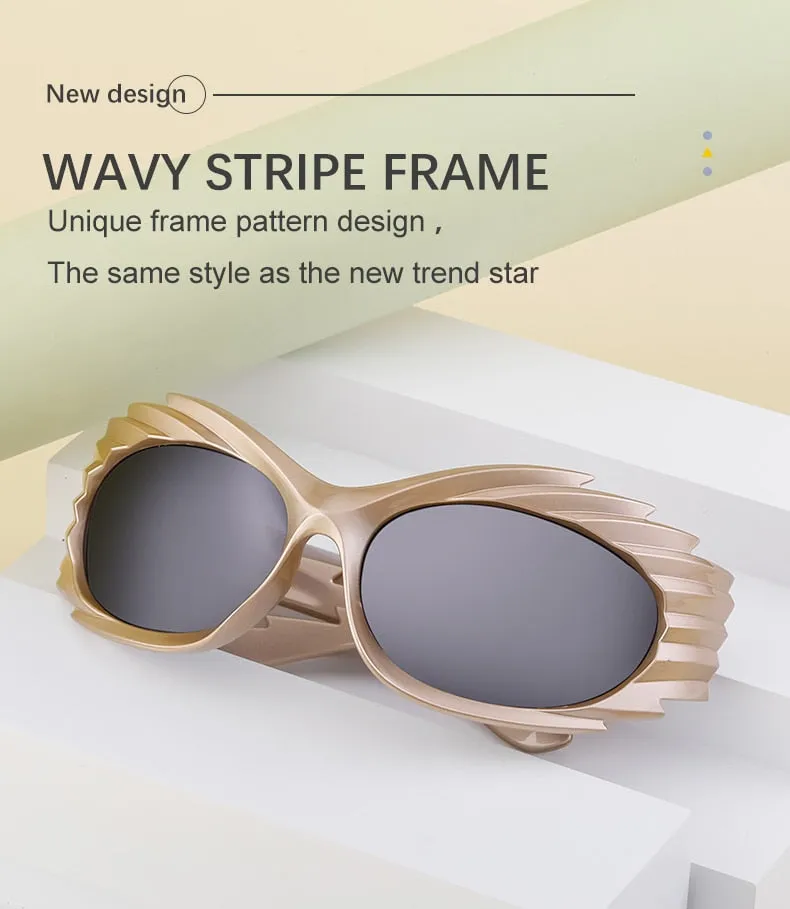 Unisex Punk Luxury Gradient UV400 Shades Rectangle Eyewear Sunglasses