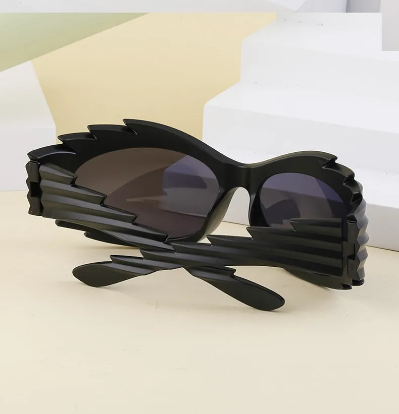 Unisex Punk Luxury Gradient UV400 Shades Rectangle Eyewear Sunglasses