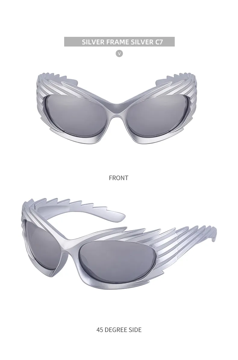 Unisex Punk Luxury Gradient UV400 Shades Rectangle Eyewear Sunglasses