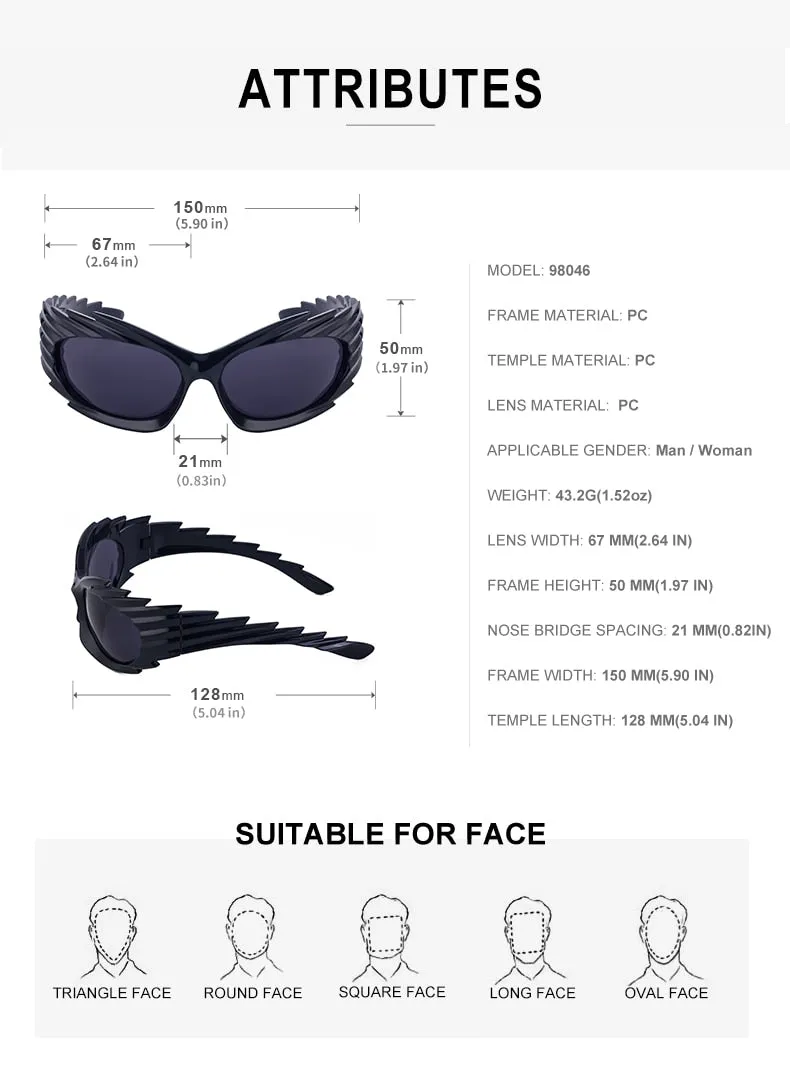 Unisex Punk Luxury Gradient UV400 Shades Rectangle Eyewear Sunglasses