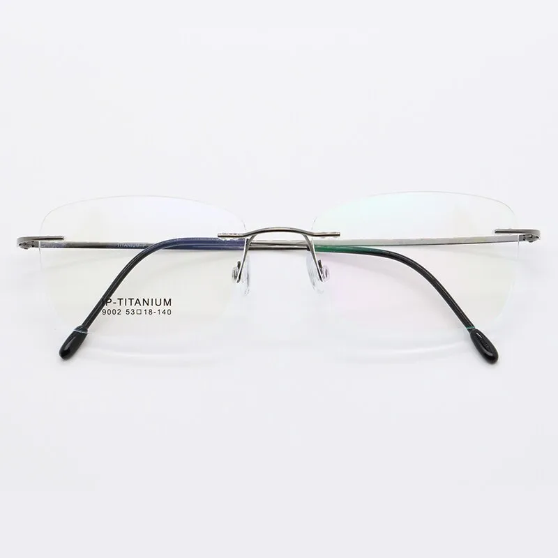Unisex Rimless Titanium Frame Eyeglasses Customizable Lenses 9002