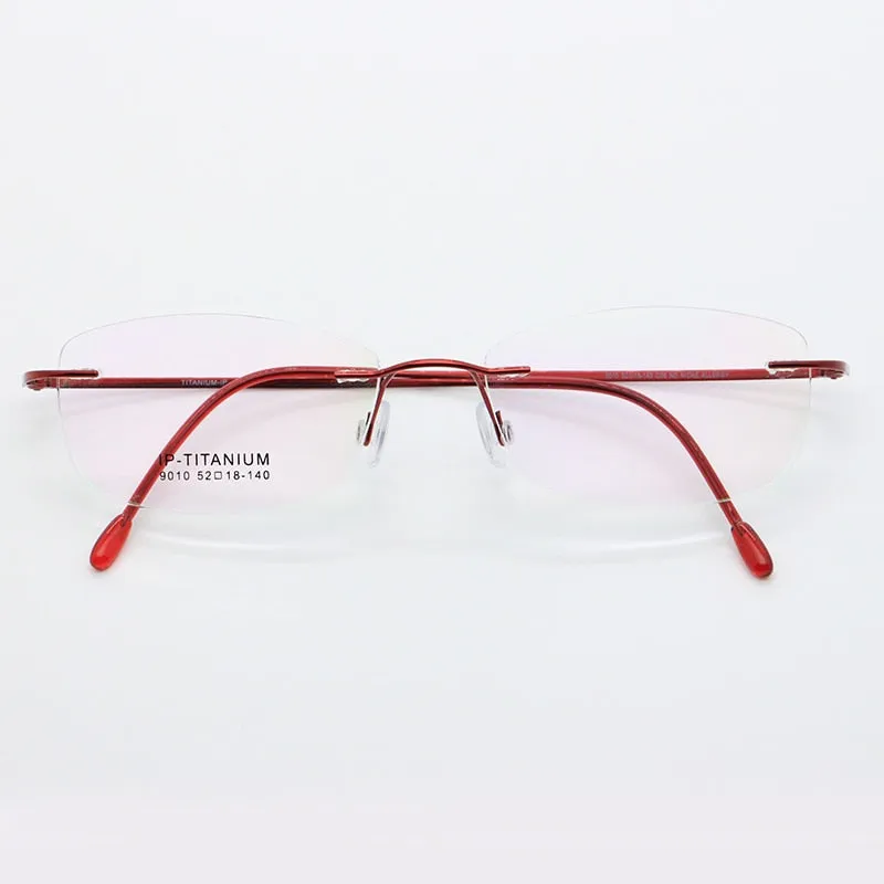 Unisex Rimless Titanium Frame Eyeglasses Customizable Lenses 9010
