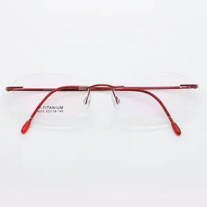 Unisex Rimless Titanium Frame Eyeglasses Customizable Lenses 9010