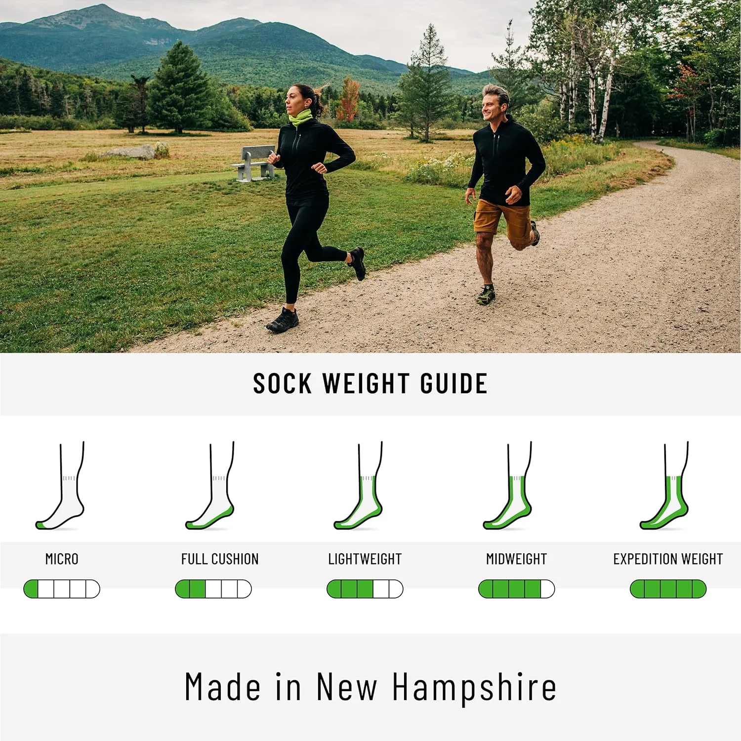USA Made - Trail Running Ankle Socks - Merino Wool Full Cushion Sock - Moisture Wicking Quarter Crew Running Sock