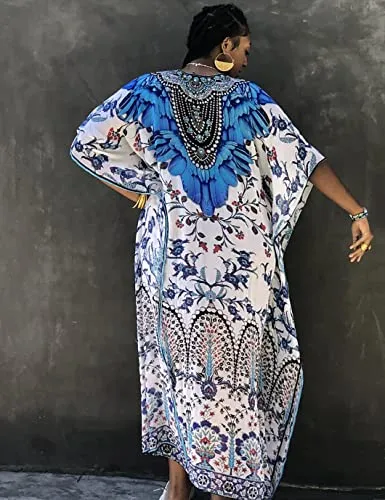 V-Neck Caftan Swimsuit Cover Up: Sexy Beach Kaftan Dress