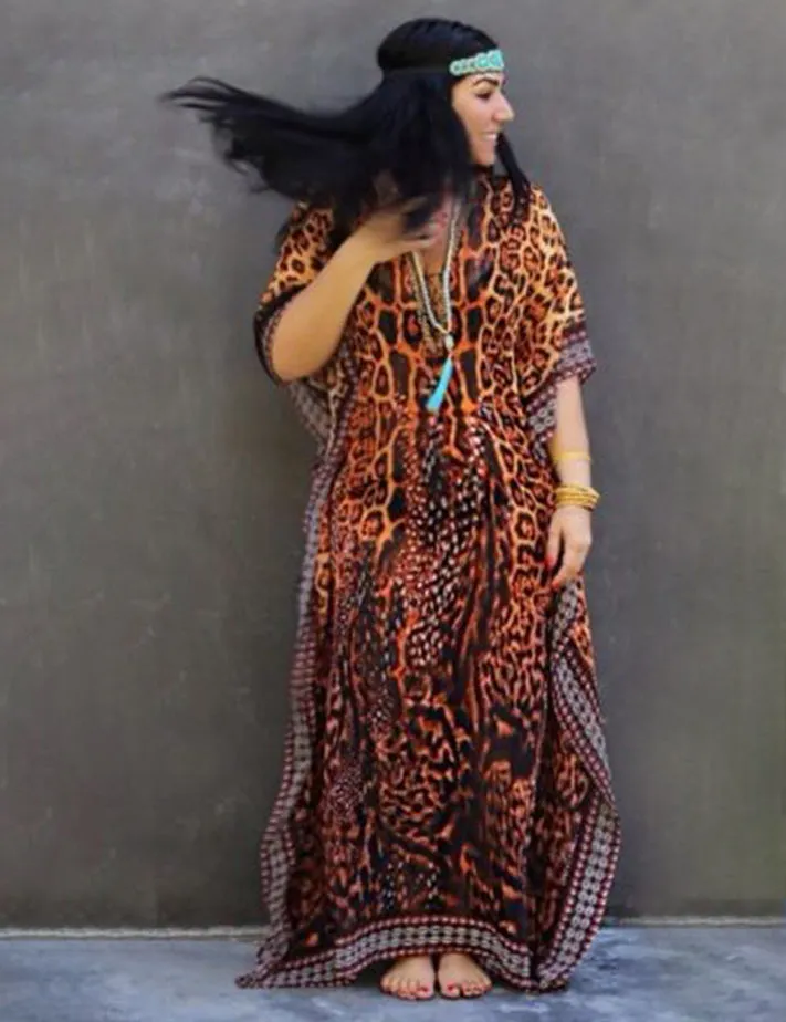 V-Neck Caftan Swimsuit Cover Up: Sexy Beach Kaftan Dress