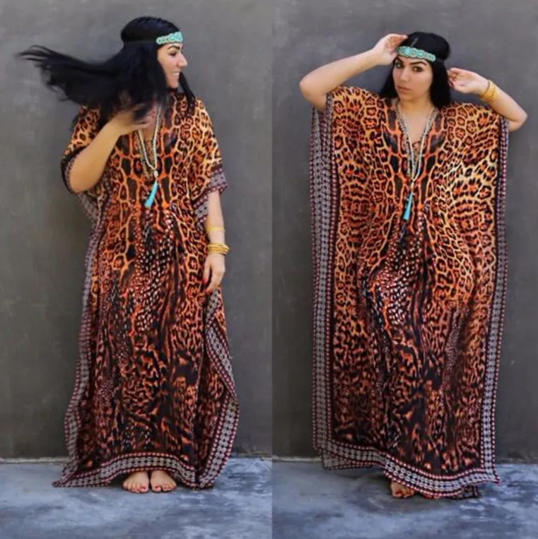 V-Neck Caftan Swimsuit Cover Up: Sexy Beach Kaftan Dress