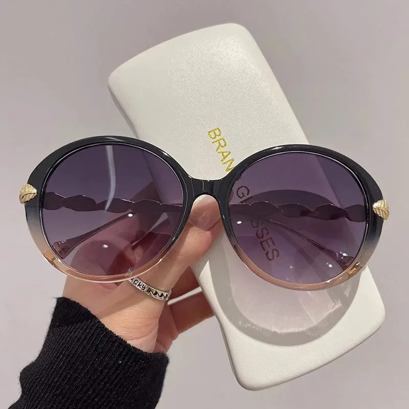VAIGE Retro Chic Gradient Round Sunglasses in Colorful Hues