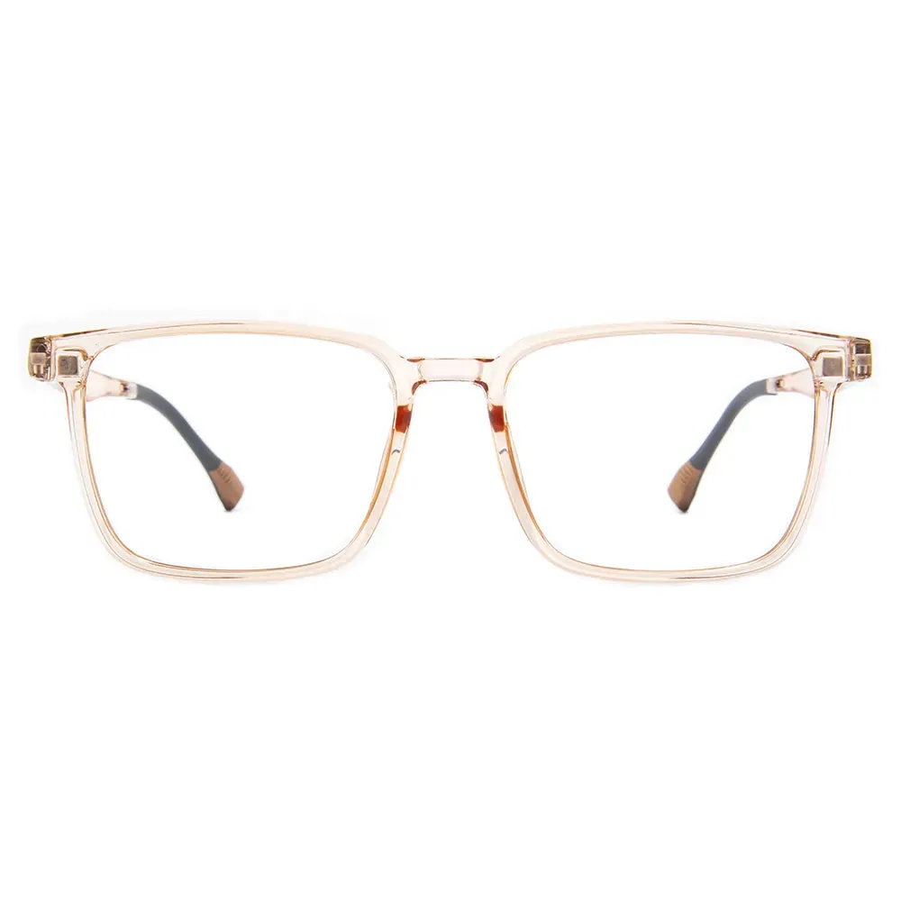 Vicky Men's Full Rim Oversized Square Tr 90 Titanium Reading Glasses With Polarized Clip 2191