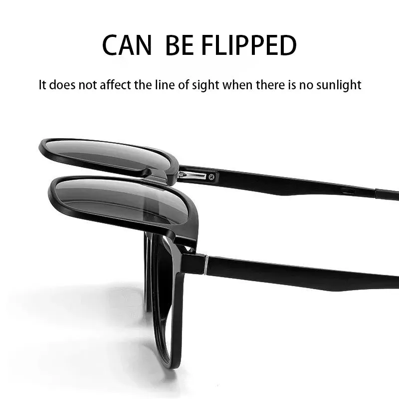 Vicky Men's Full Rim Oversized Square Tr 90 Titanium Reading Glasses With Polarized Clip 2191