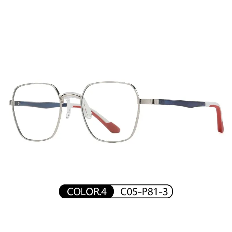 Vicky Unisex Full Rim Polygon Stainless Steel Acetate Reading Glasses 845
