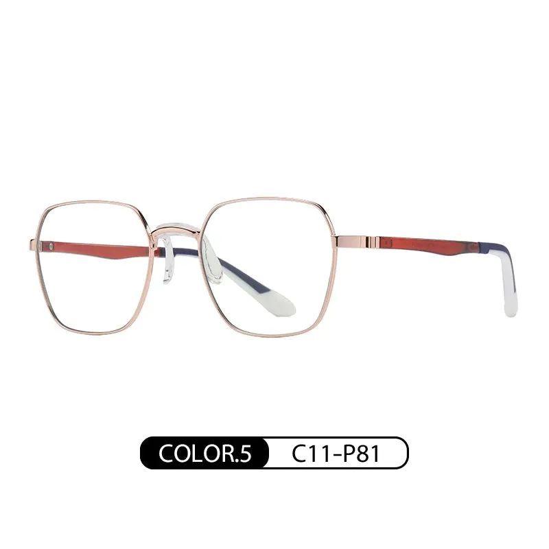 Vicky Unisex Full Rim Polygon Stainless Steel Acetate Reading Glasses 845