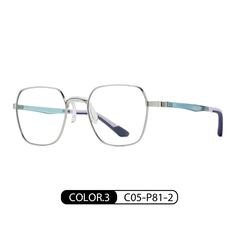 Vicky Unisex Full Rim Polygon Stainless Steel Acetate Reading Glasses 845