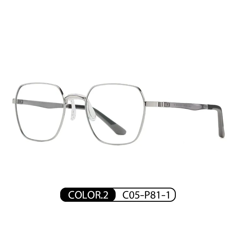 Vicky Unisex Full Rim Polygon Stainless Steel Acetate Reading Glasses 845