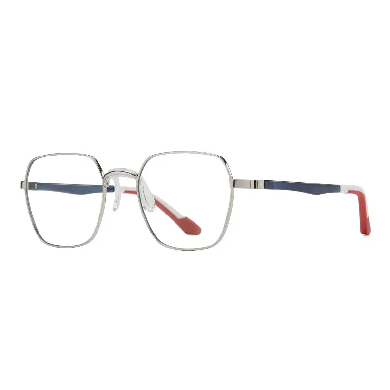 Vicky Unisex Full Rim Polygon Stainless Steel Acetate Reading Glasses 845