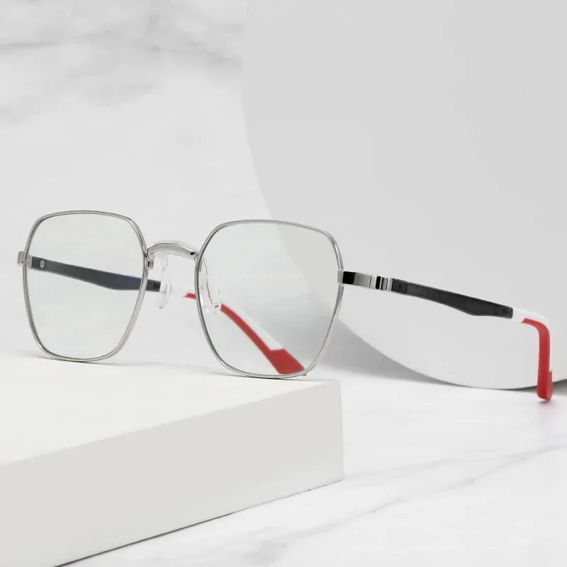 Vicky Unisex Full Rim Polygon Stainless Steel Acetate Reading Glasses 845
