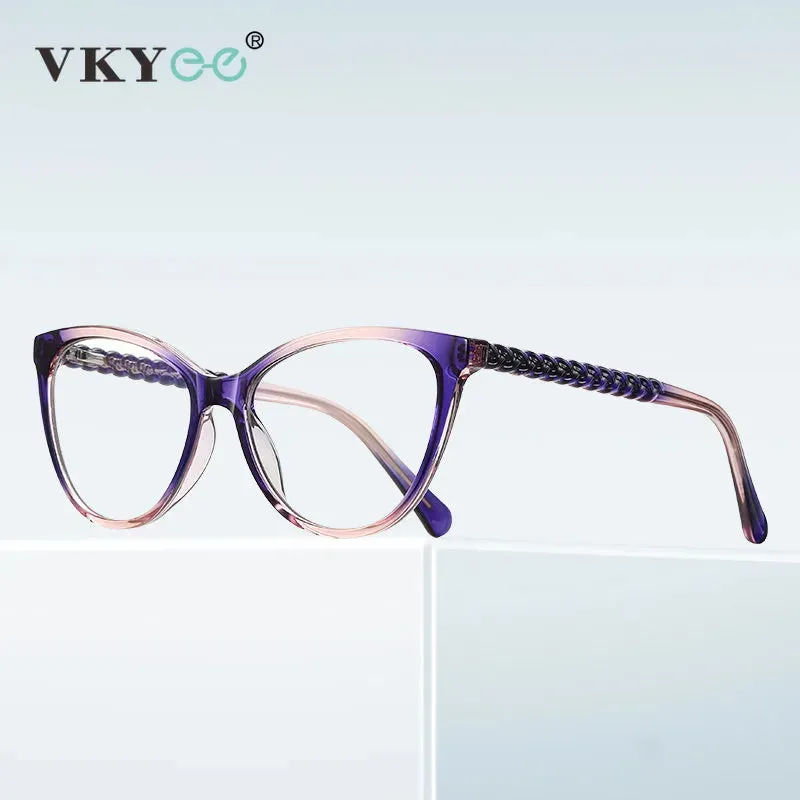 Vicky Unisex Full Rim Tr 90 Stainless Steel Cat Eye Reading Glasses 2136