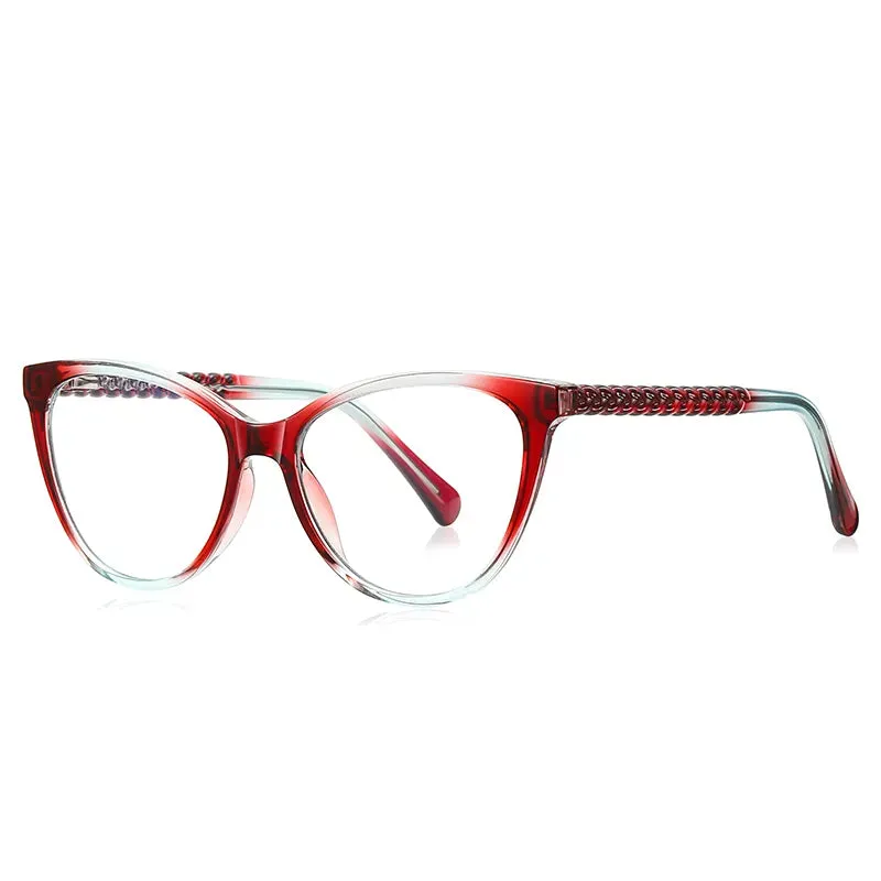 Vicky Unisex Full Rim Tr 90 Stainless Steel Cat Eye Reading Glasses 2136