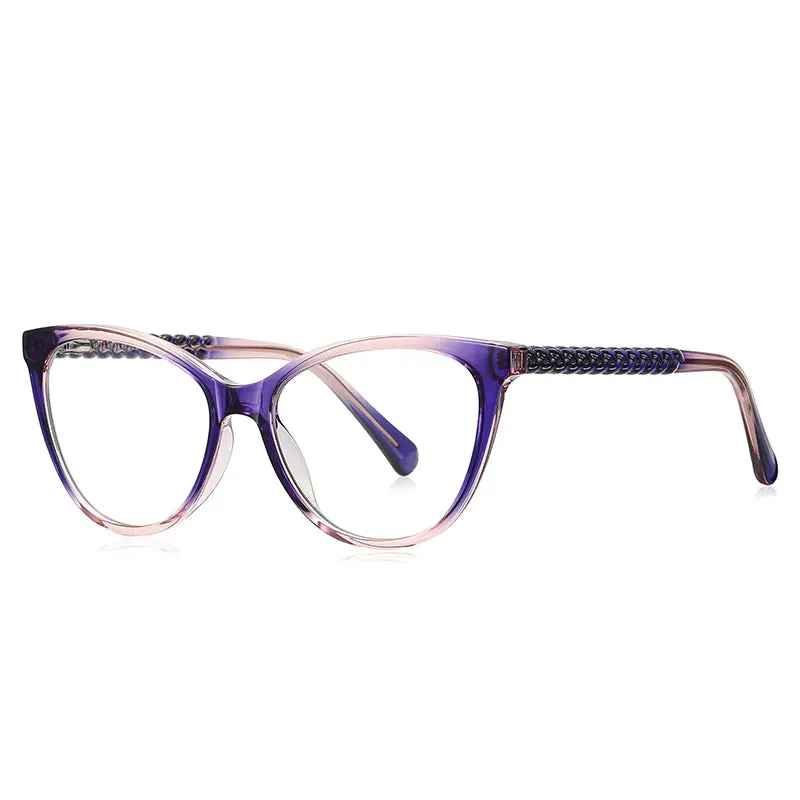 Vicky Unisex Full Rim Tr 90 Stainless Steel Cat Eye Reading Glasses 2136