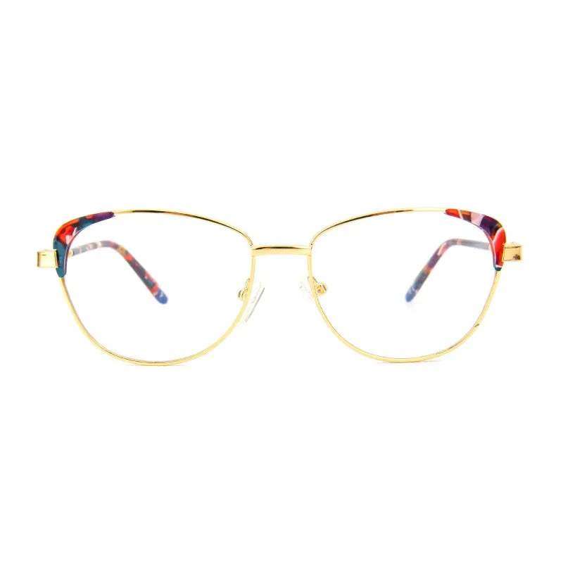 Vicky Women's Full Rim Cat Eye Stainless Steel Acetate Reading Glasses 7359
