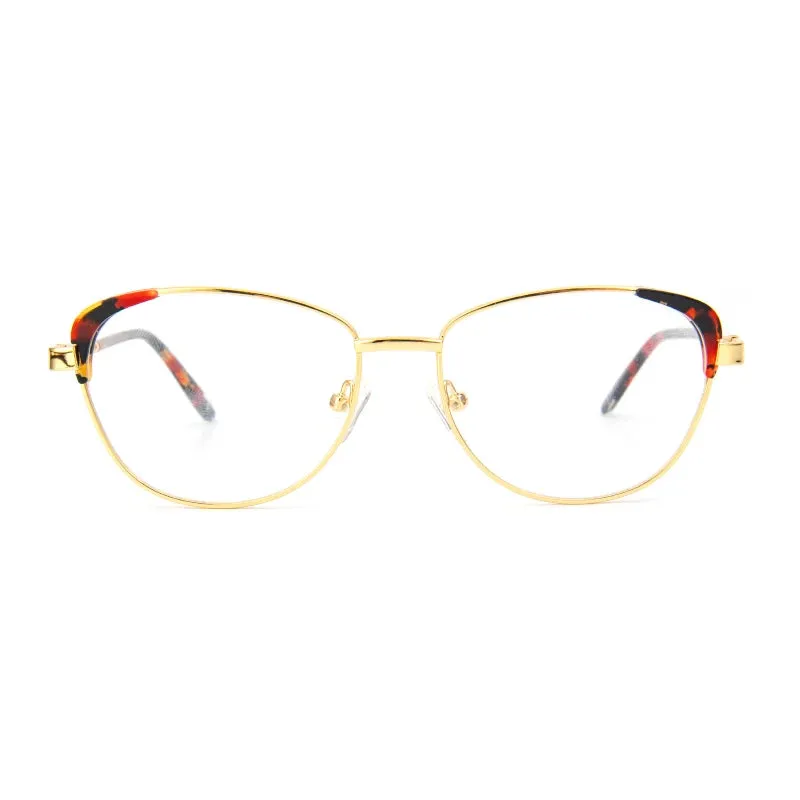 Vicky Women's Full Rim Cat Eye Stainless Steel Acetate Reading Glasses 7359