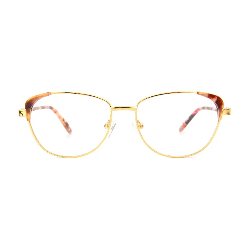 Vicky Women's Full Rim Cat Eye Stainless Steel Acetate Reading Glasses 7359