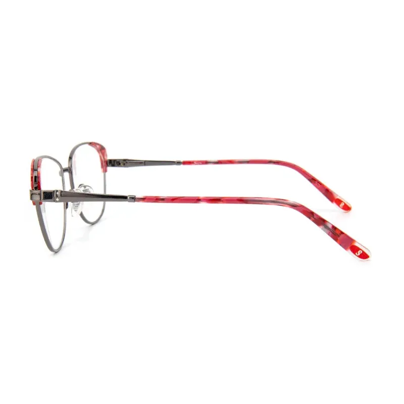 Vicky Women's Full Rim Cat Eye Stainless Steel Acetate Reading Glasses 7359