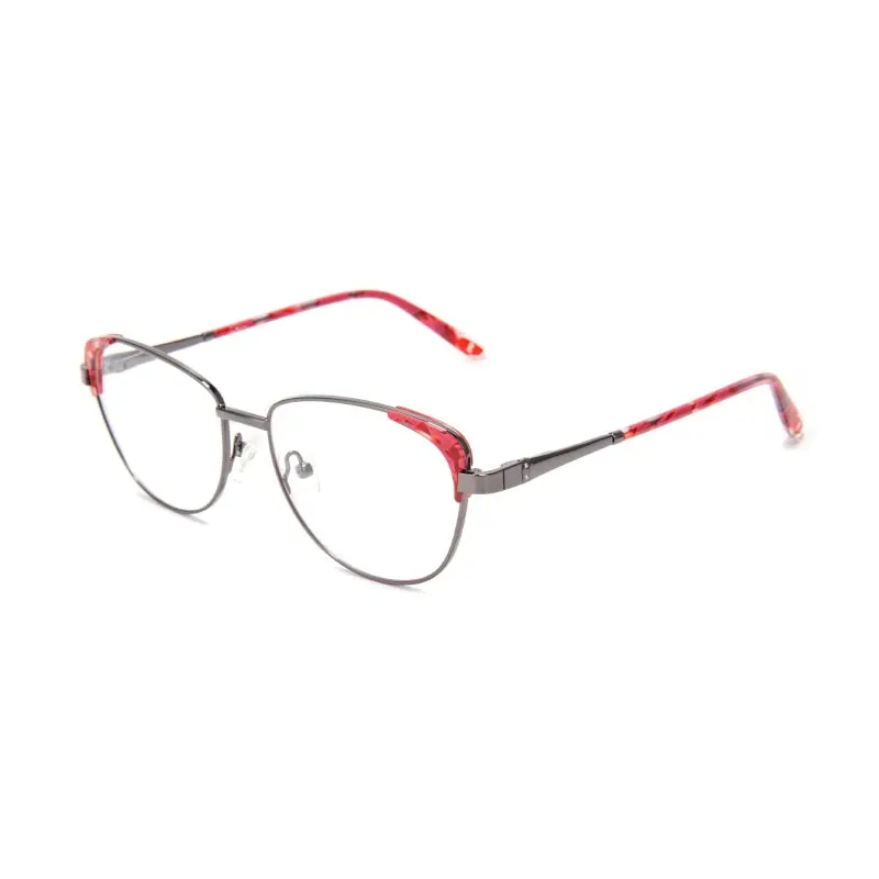 Vicky Women's Full Rim Cat Eye Stainless Steel Acetate Reading Glasses 7359