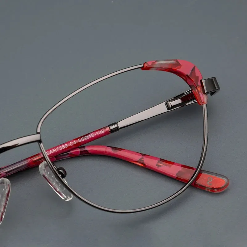 Vicky Women's Full Rim Cat Eye Stainless Steel Acetate Reading Glasses 7359