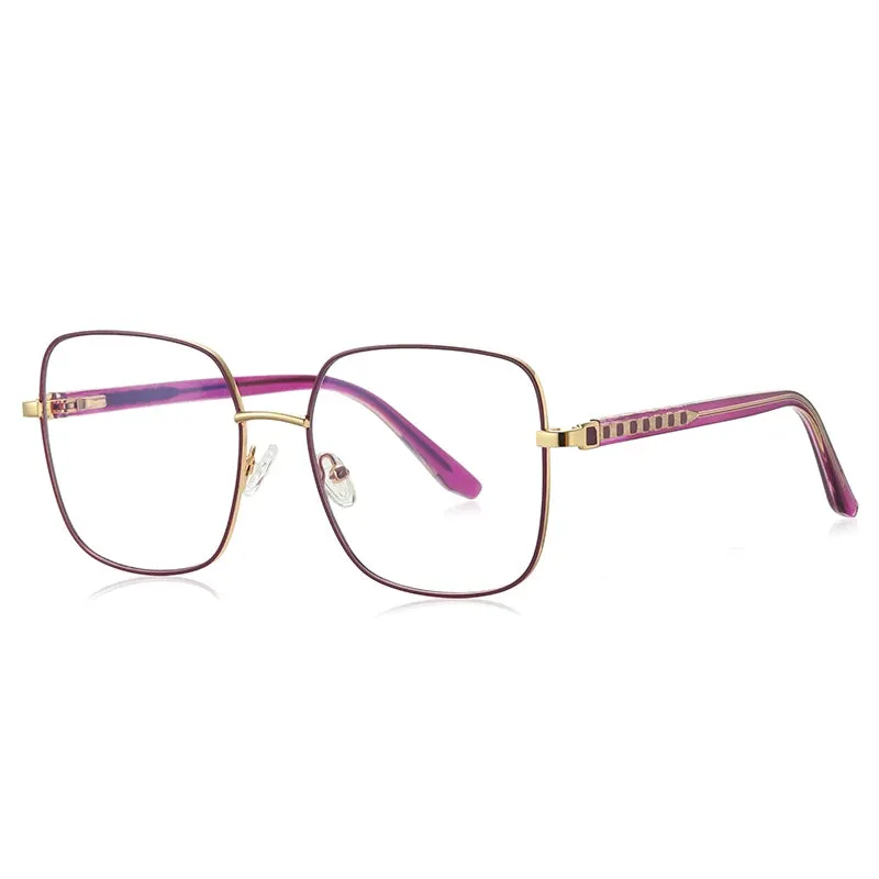 Vicky Women's Full Rim Large Square Alloy Reading Glasses 3064