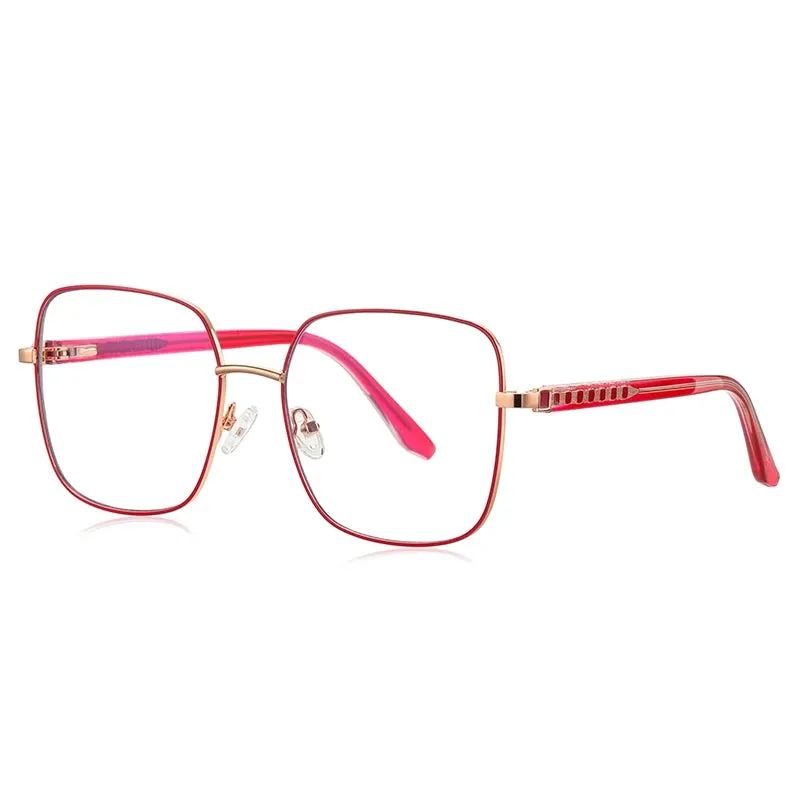 Vicky Women's Full Rim Large Square Alloy Reading Glasses 3064