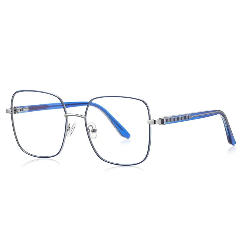 Vicky Women's Full Rim Large Square Alloy Reading Glasses 3064