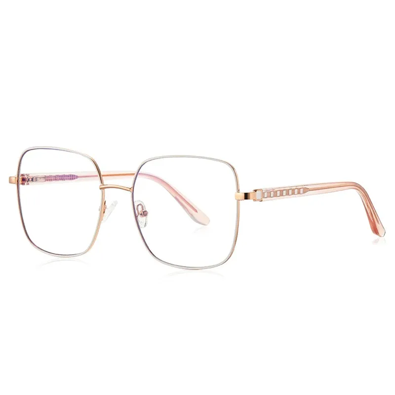 Vicky Women's Full Rim Large Square Alloy Reading Glasses 3064