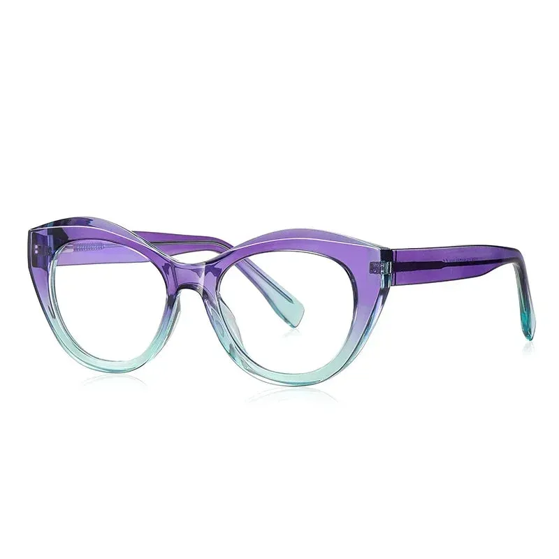 Vicky Women's Full Rim Oval Cat Eye Tr 90 Alloy Reading Glasses 2168