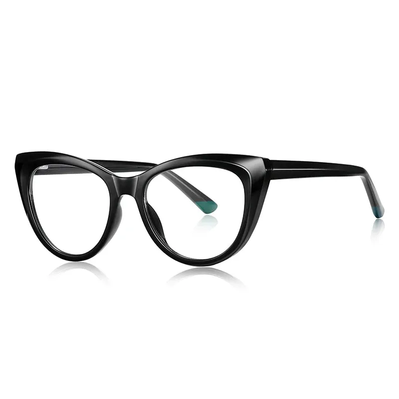 Vicky Women's Full Rim Round Cat Eye Tr 90 Stainless Steel Reading Glasses 2149