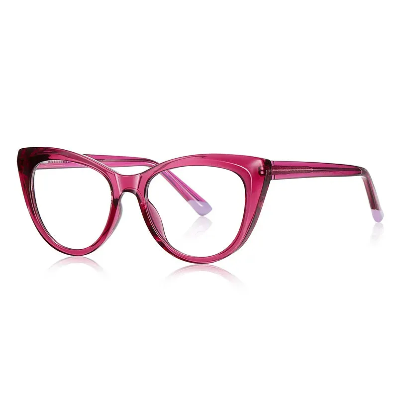 Vicky Women's Full Rim Round Cat Eye Tr 90 Stainless Steel Reading Glasses 2149