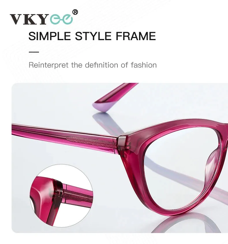 Vicky Women's Full Rim Round Cat Eye Tr 90 Stainless Steel Reading Glasses 2149