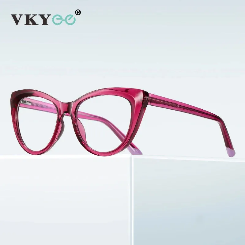 Vicky Women's Full Rim Round Cat Eye Tr 90 Stainless Steel Reading Glasses 2149