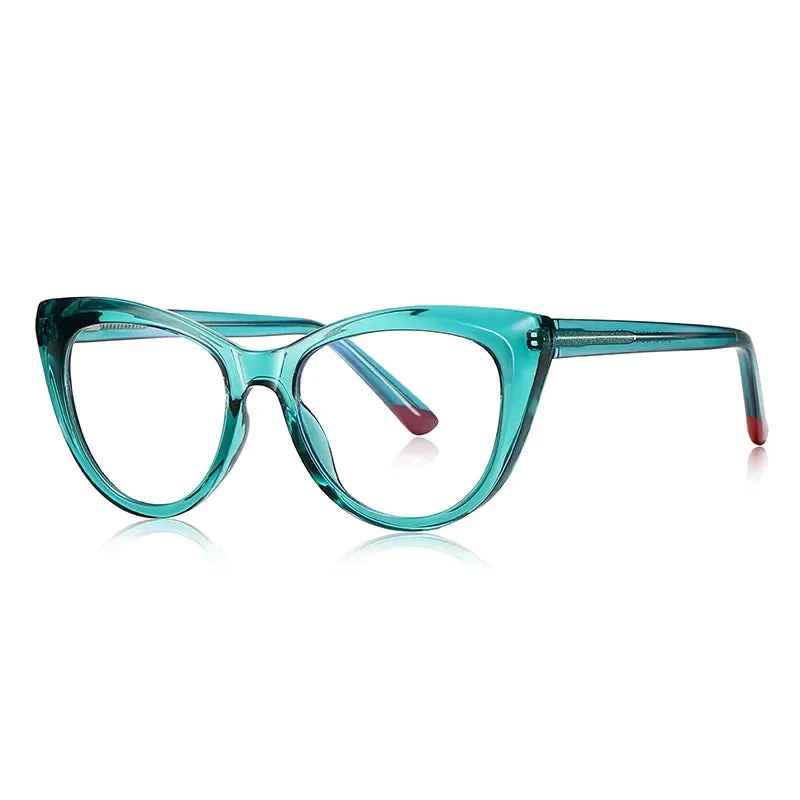 Vicky Women's Full Rim Round Cat Eye Tr 90 Stainless Steel Reading Glasses 2149