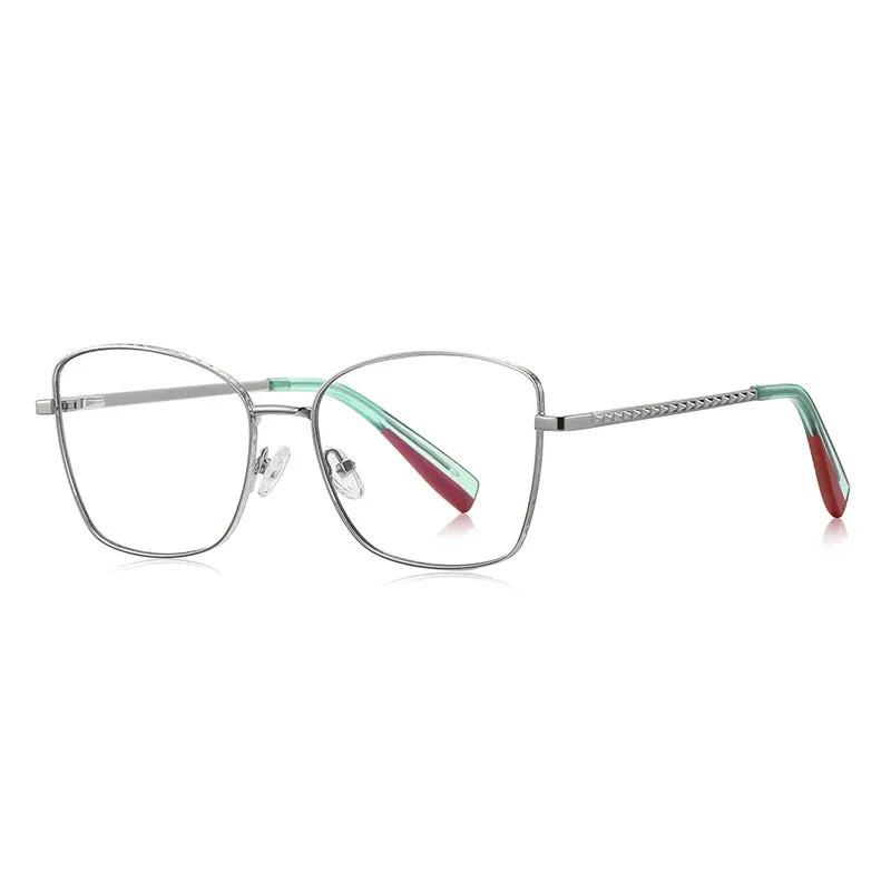 Vicky Women's Full Rim Square Stainless Steel Reading Glasses 3077