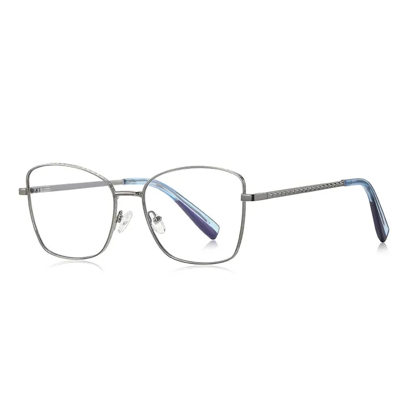 Vicky Women's Full Rim Square Stainless Steel Reading Glasses 3077