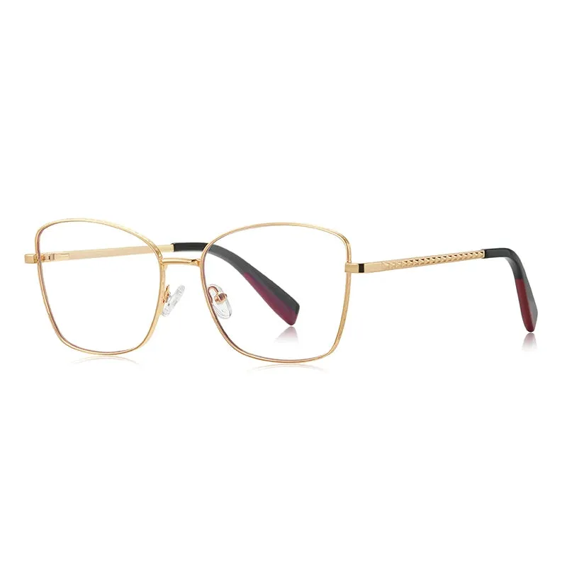 Vicky Women's Full Rim Square Stainless Steel Reading Glasses 3077
