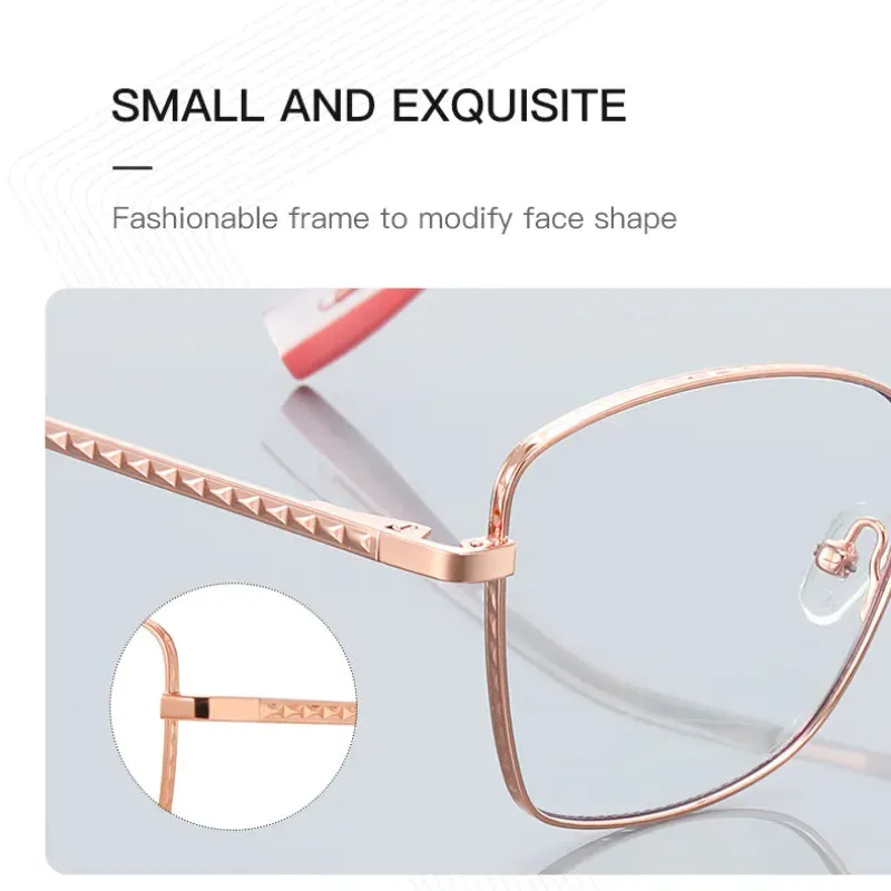 Vicky Women's Full Rim Square Stainless Steel Reading Glasses 3077