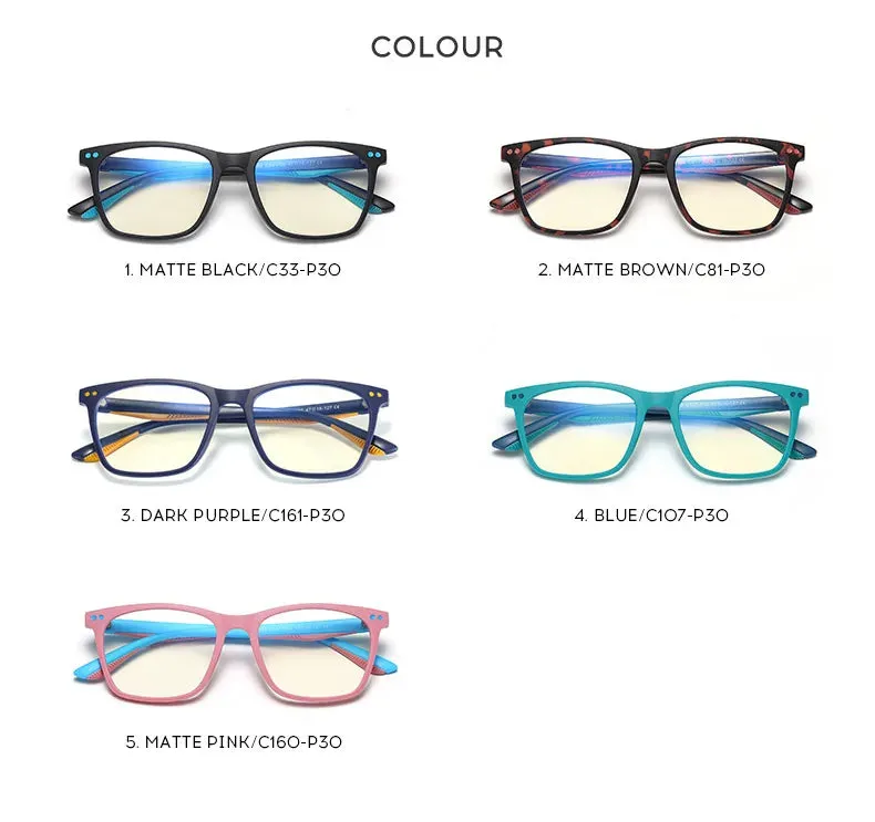 Vicky Youth Unisex Full Rim Square Tr 90 Titanium Eyeglasses 5103