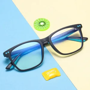 Vicky Youth Unisex Full Rim Square Tr 90 Titanium Eyeglasses 5103