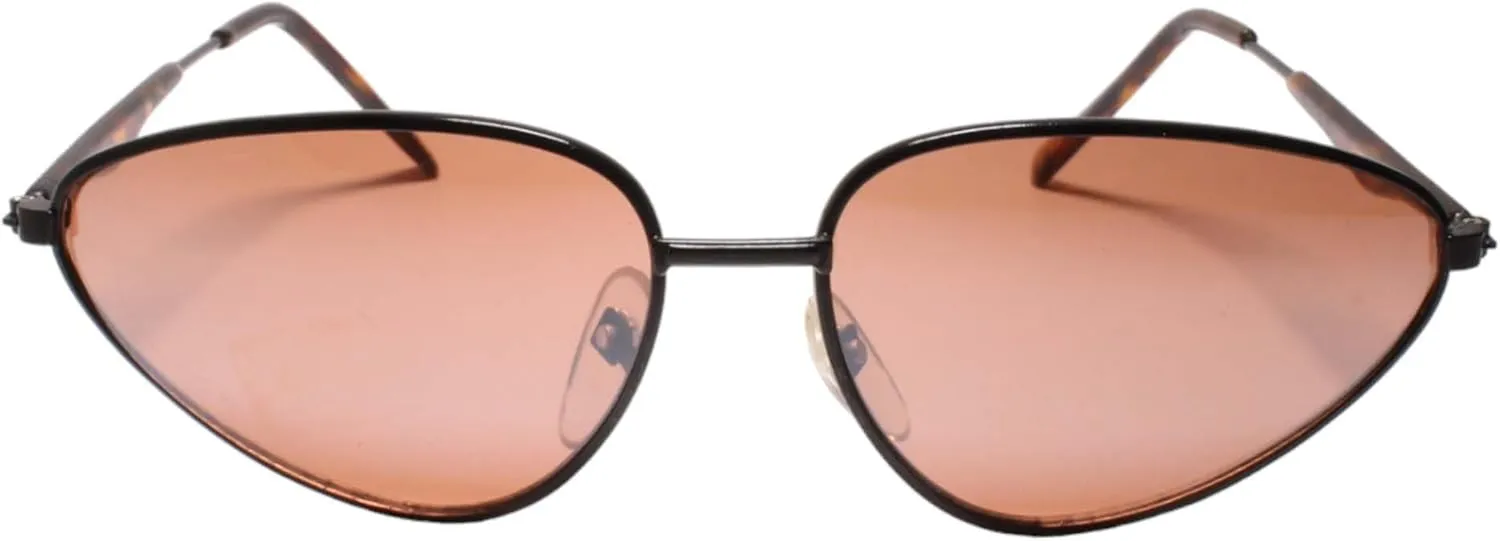 Vintage Angular Design Womens Cat Eye Black Sunglasses Brown Lens