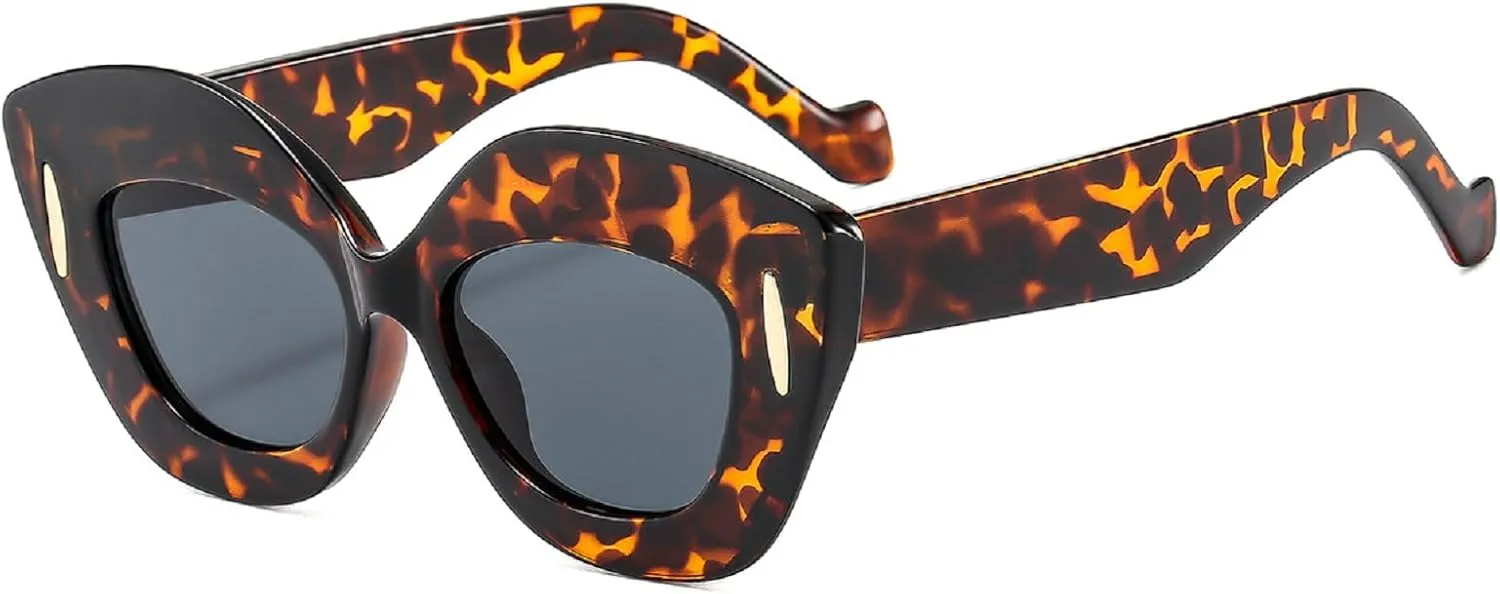 Vintage Cat Eye Sunglasses Women Fashion Oval Gradient Shades Eyewear Trendy Female Leopard Sun Glasses N45