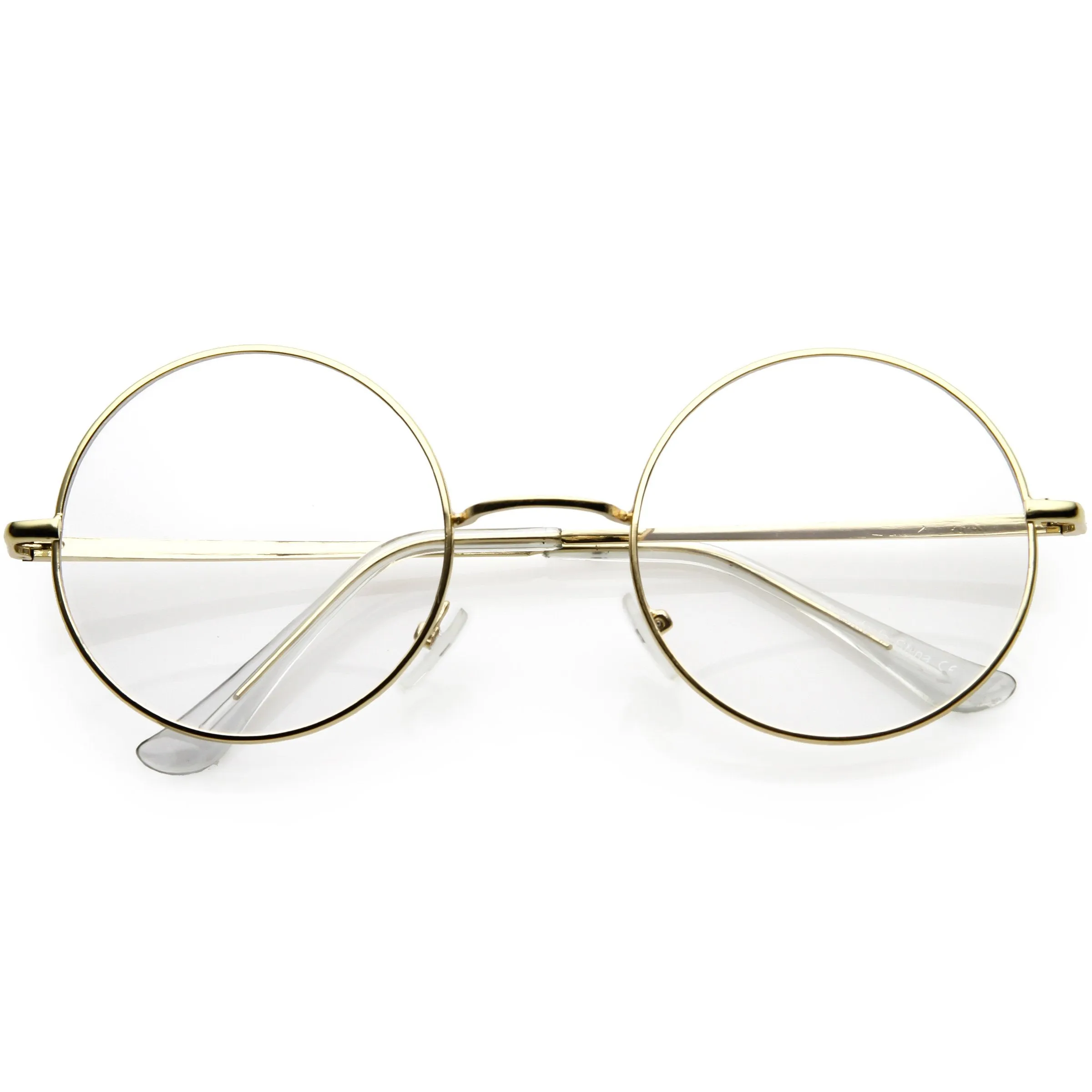 Vintage Classic Metal Round Clear Lens Glasses 50mm C854