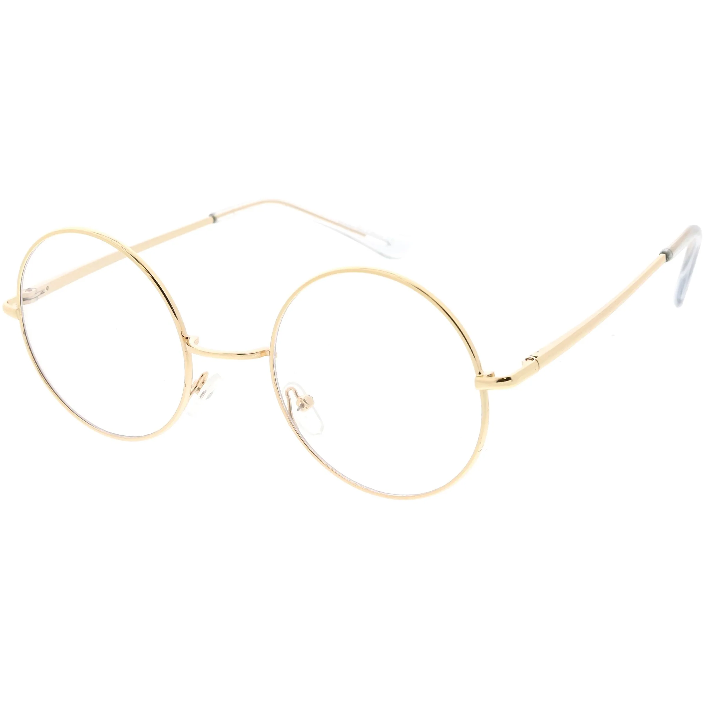 Vintage Classic Metal Round Clear Lens Glasses 50mm C854