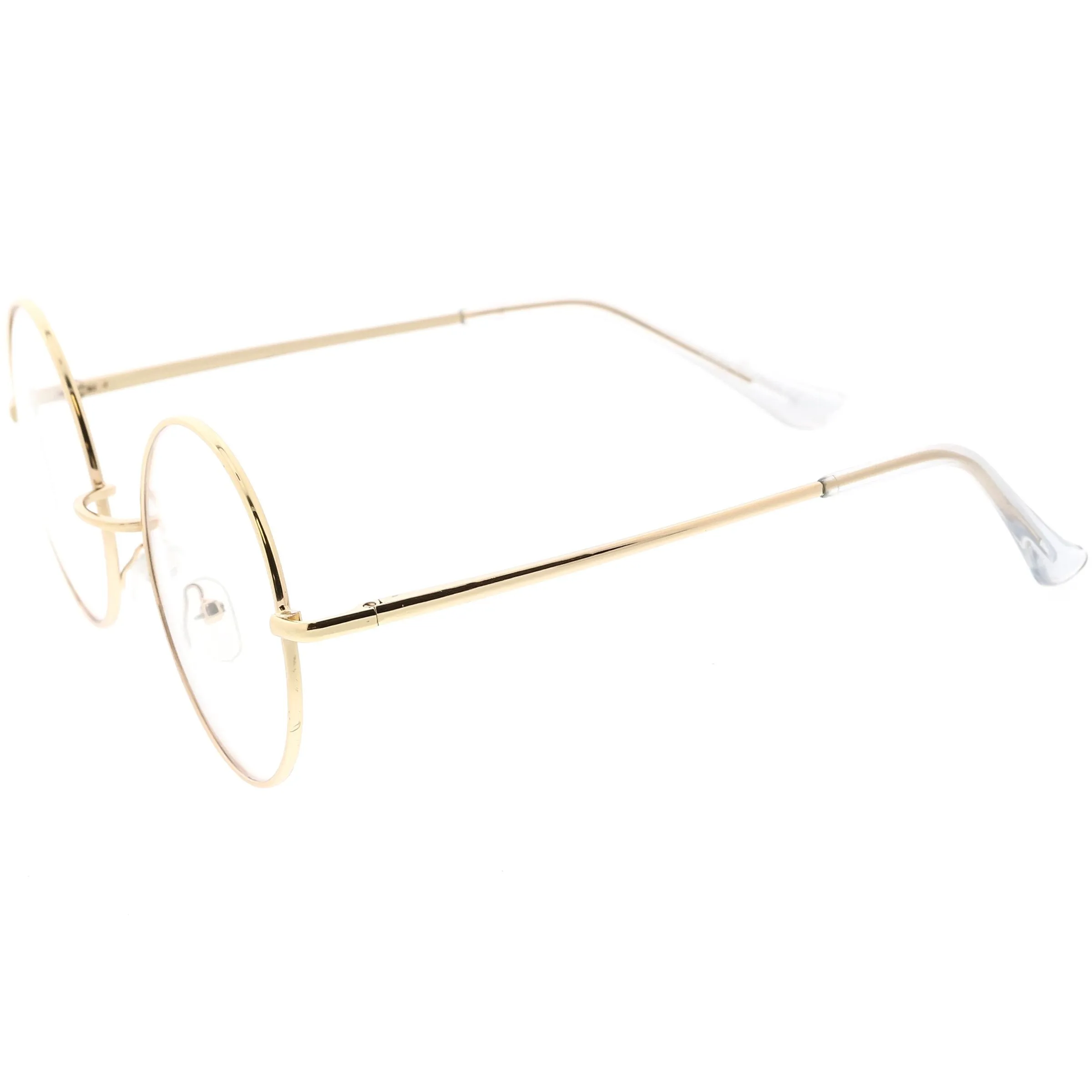 Vintage Classic Metal Round Clear Lens Glasses 50mm C854